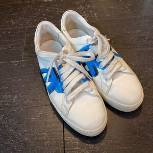 Burberry Graffiti-print white blue sneakers women size 37 logo print low trainer